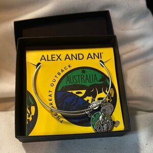 Alex and Ani Silver and Green Australia Charm Bracelet